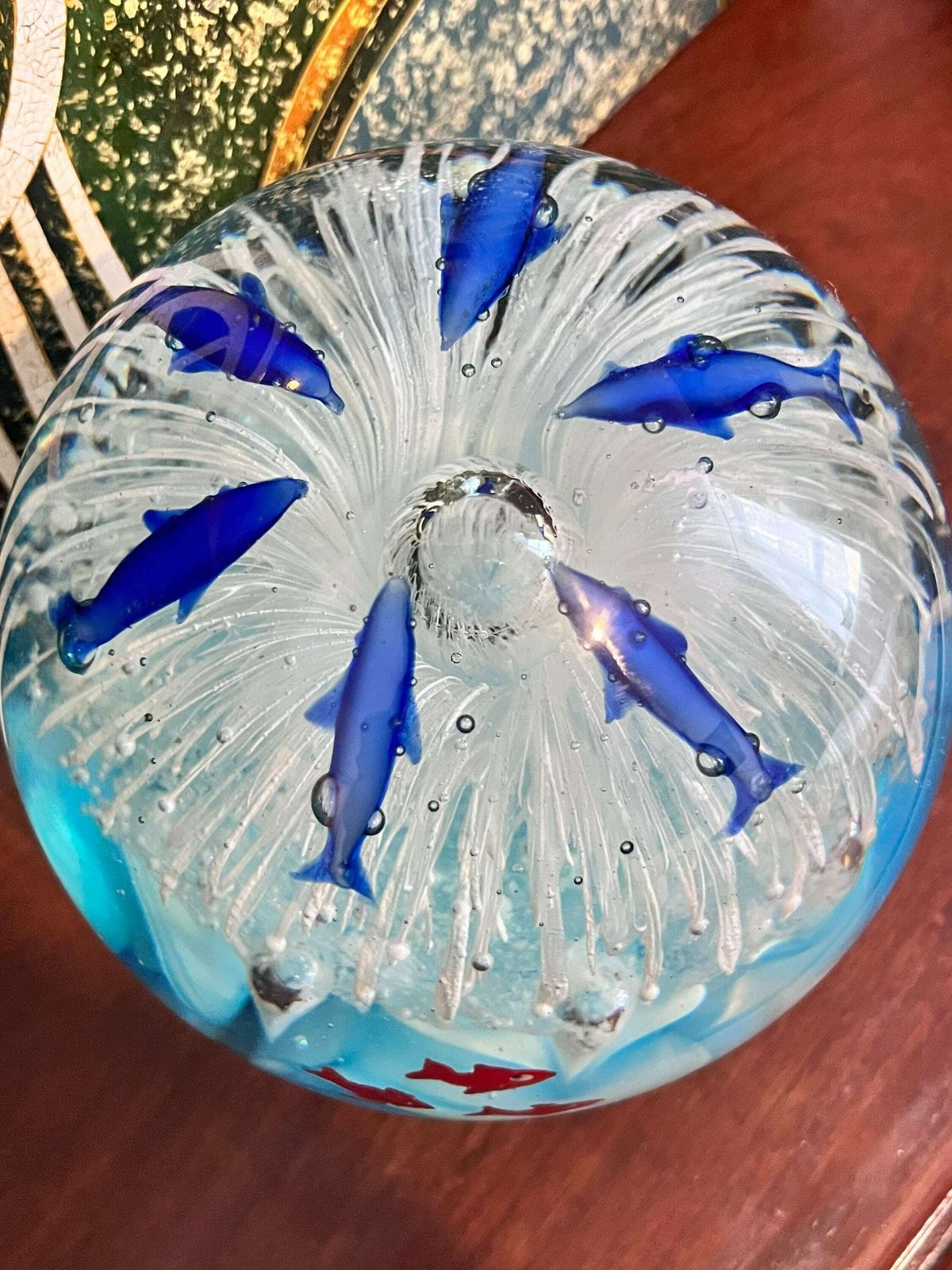 Large Round Glass Tropical Fish Aquarium Paperweight 6kg photo Home Decor
