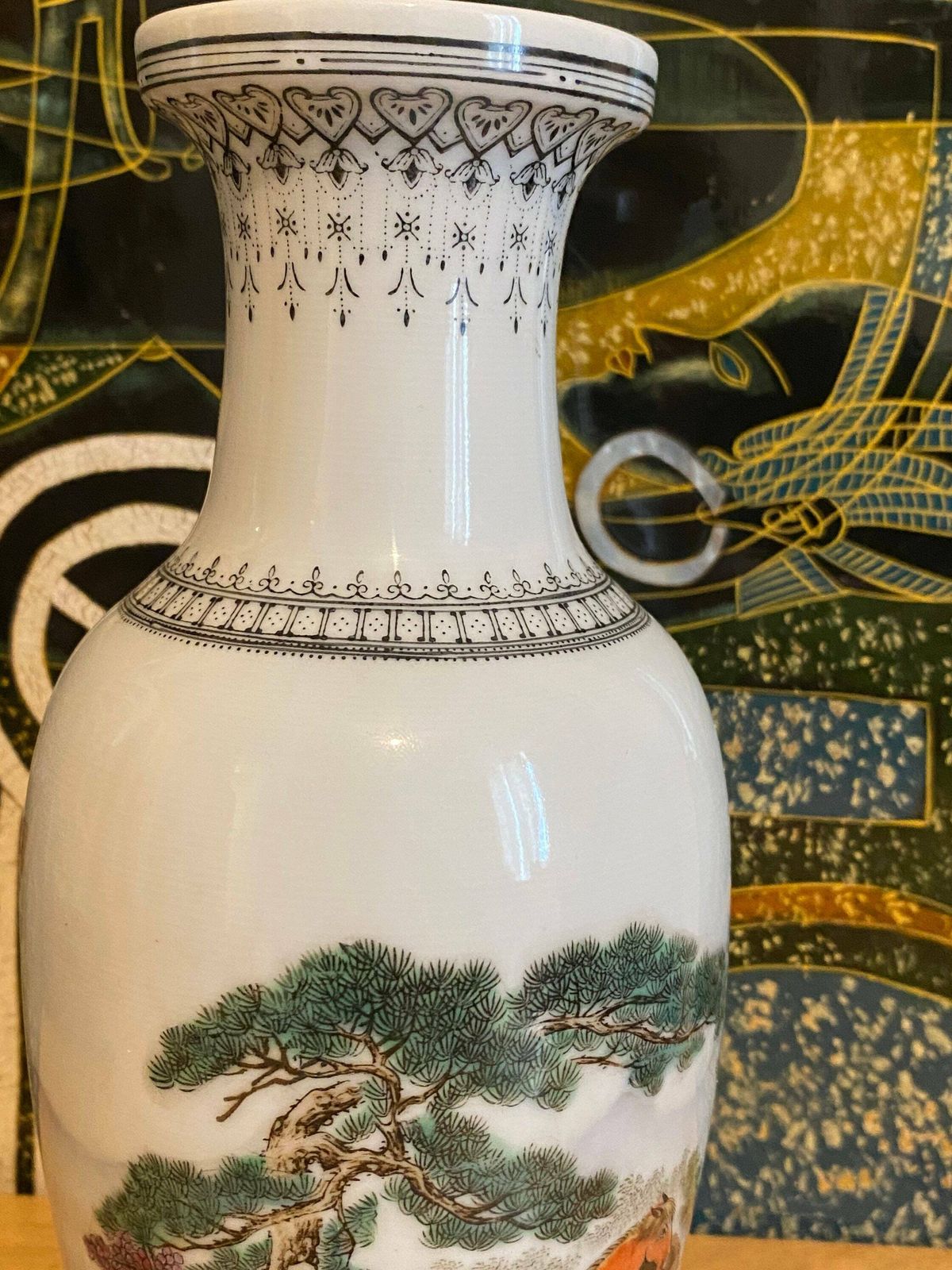 Chinese Porcelain 1930s  1970s Proc Vase Horses Of Wang Mu Calligraphy, photo buy
