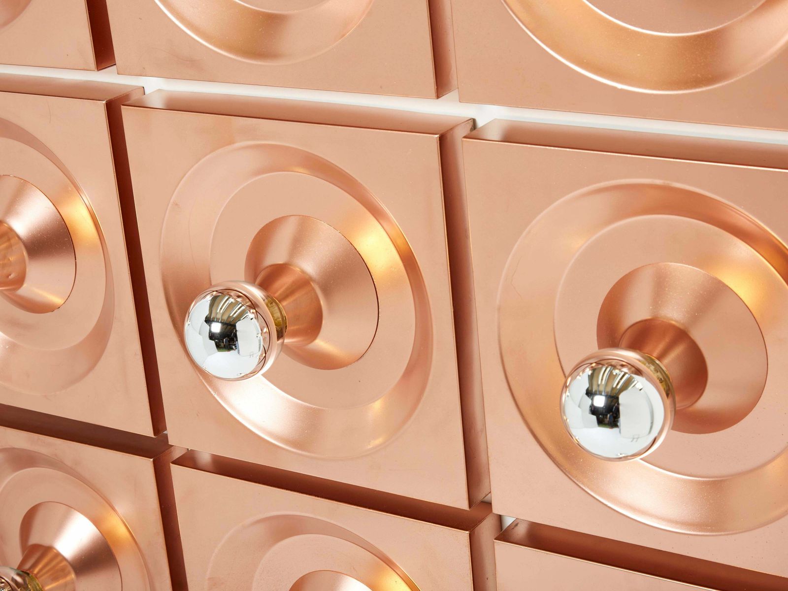Set Of Nine Wall Lamps Copper Klaus Hempel For Kaiser Leuchten 1970 photo Lighting