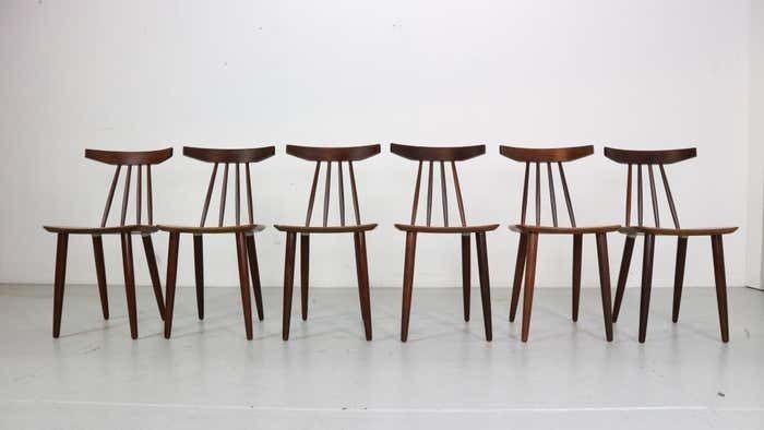 Poul Volther Set Of 6 Dinning Room Chairs "3705" For Fremel Røjle, Denmark, 1960 photo Furniture