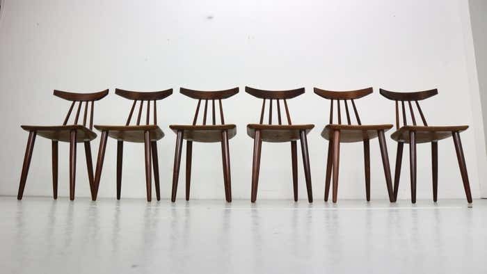 Poul Volther Set Of 6 Dinning Room Chairs "3705" For Fremel Røjle, Denmark, 1960 photo buy