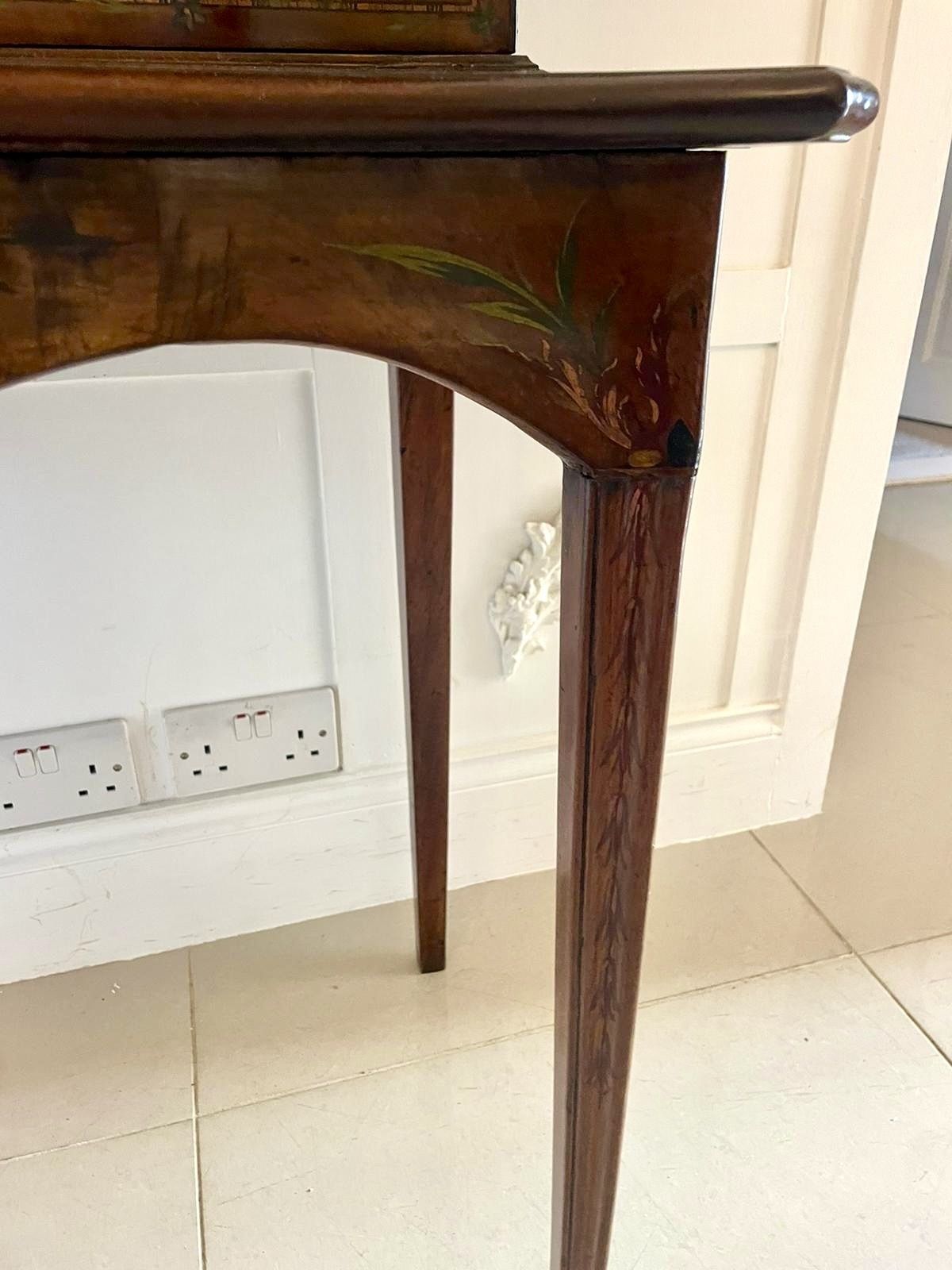 Antique 19th Century Quality Mahogany Display Cabinet With Original Painted Decoration photo Furniture