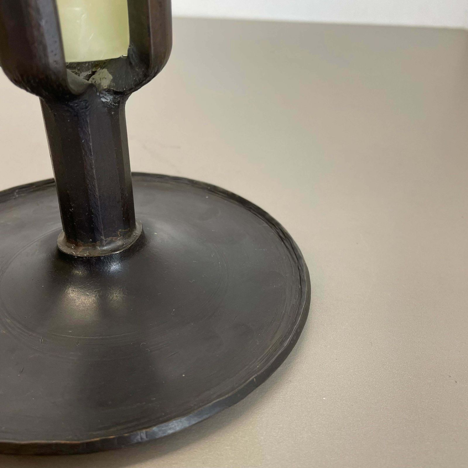 Unique 1.3kg Brutalist Bronze Candleholder By Manfred Bergmeister, Germany 1970s photo vintage