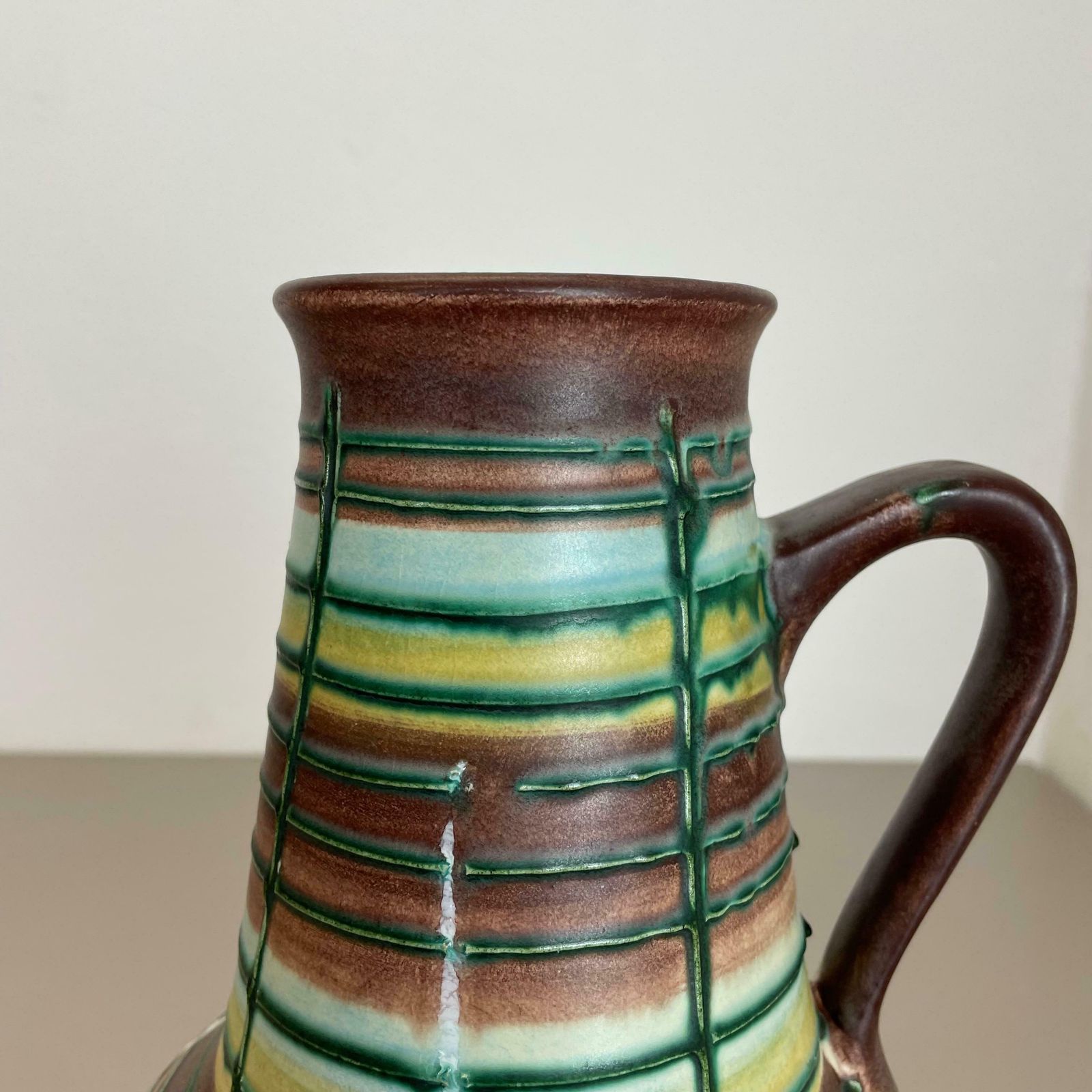 photo furniture Super Colorful 31cm Fat Lava Pottery Vase By Bay Ceramics, Germany, 1970s