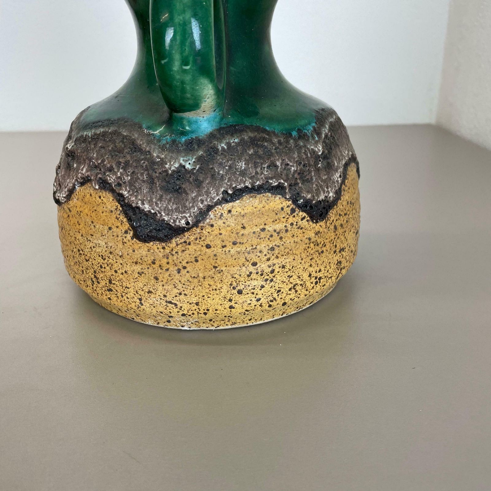 photo for sale Rare Green Brutalist Fat Lava Ceramic Vases By Dümler And Breiden Germany, 1970s