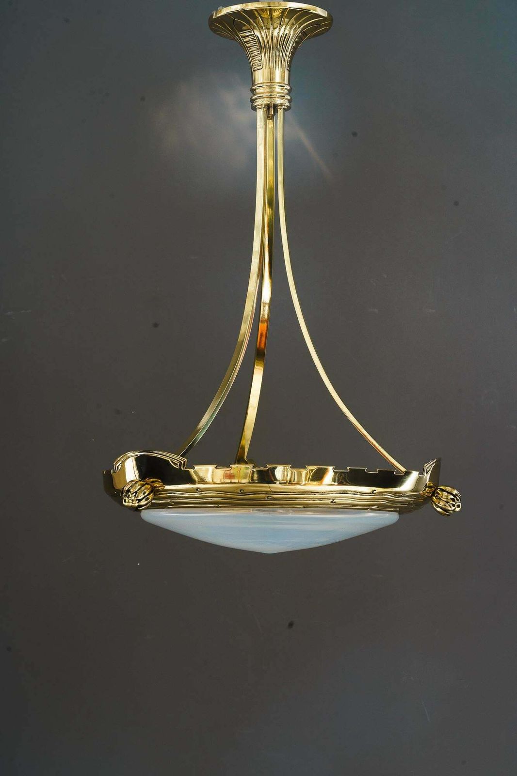 Art Deco Pendant With Palme Koenig Opaline Glass Shade Vienna Around 1920s photo furniture