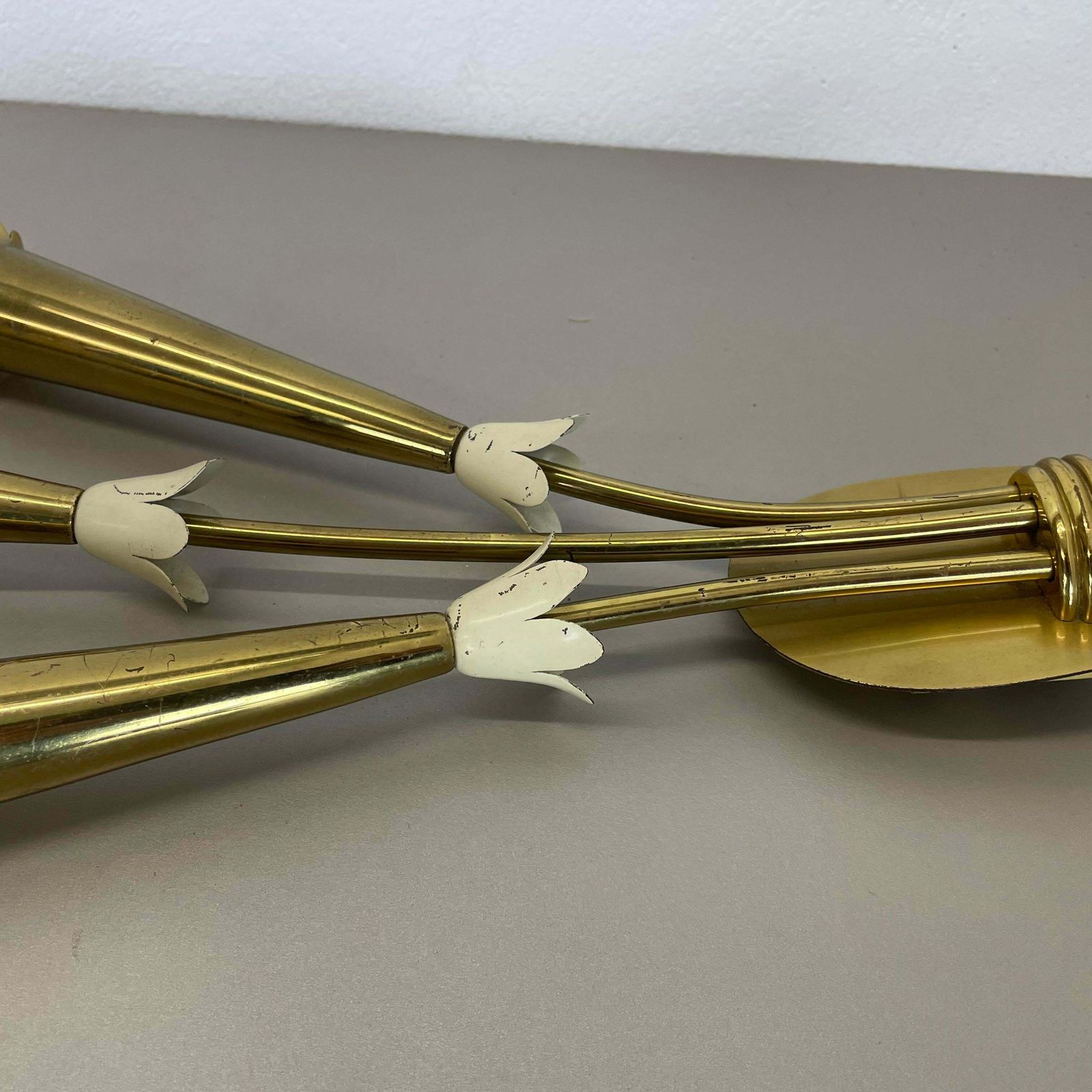 photo vinterior Set Of 2 Xl Brass 59cm Stilnovo Style Theatre Wall Light Sconces, Italy, 1950s