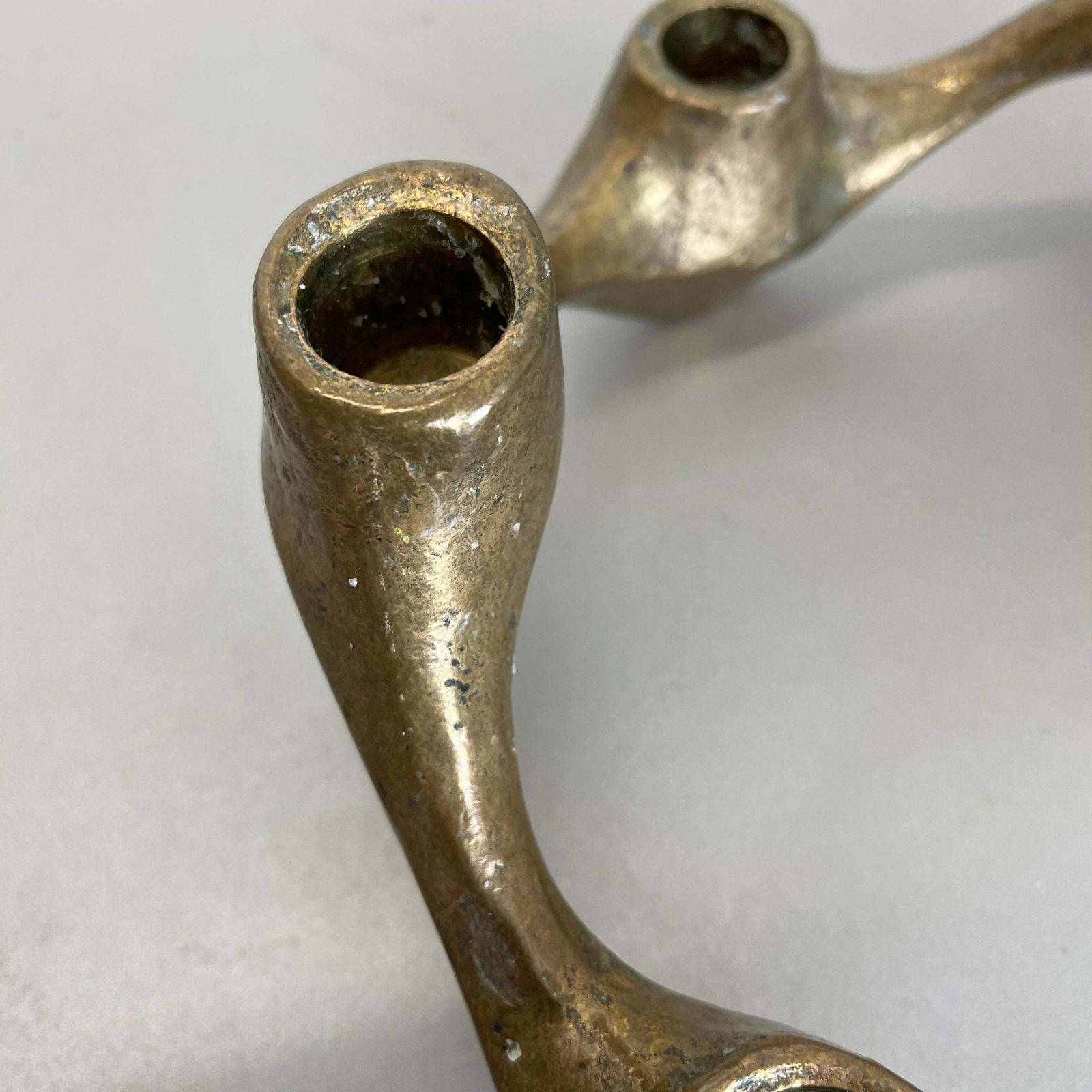 Midcentury 1.6kg Brutalist Bronze Candleholder By Michael Harjes, Germany 1960s photo vintage