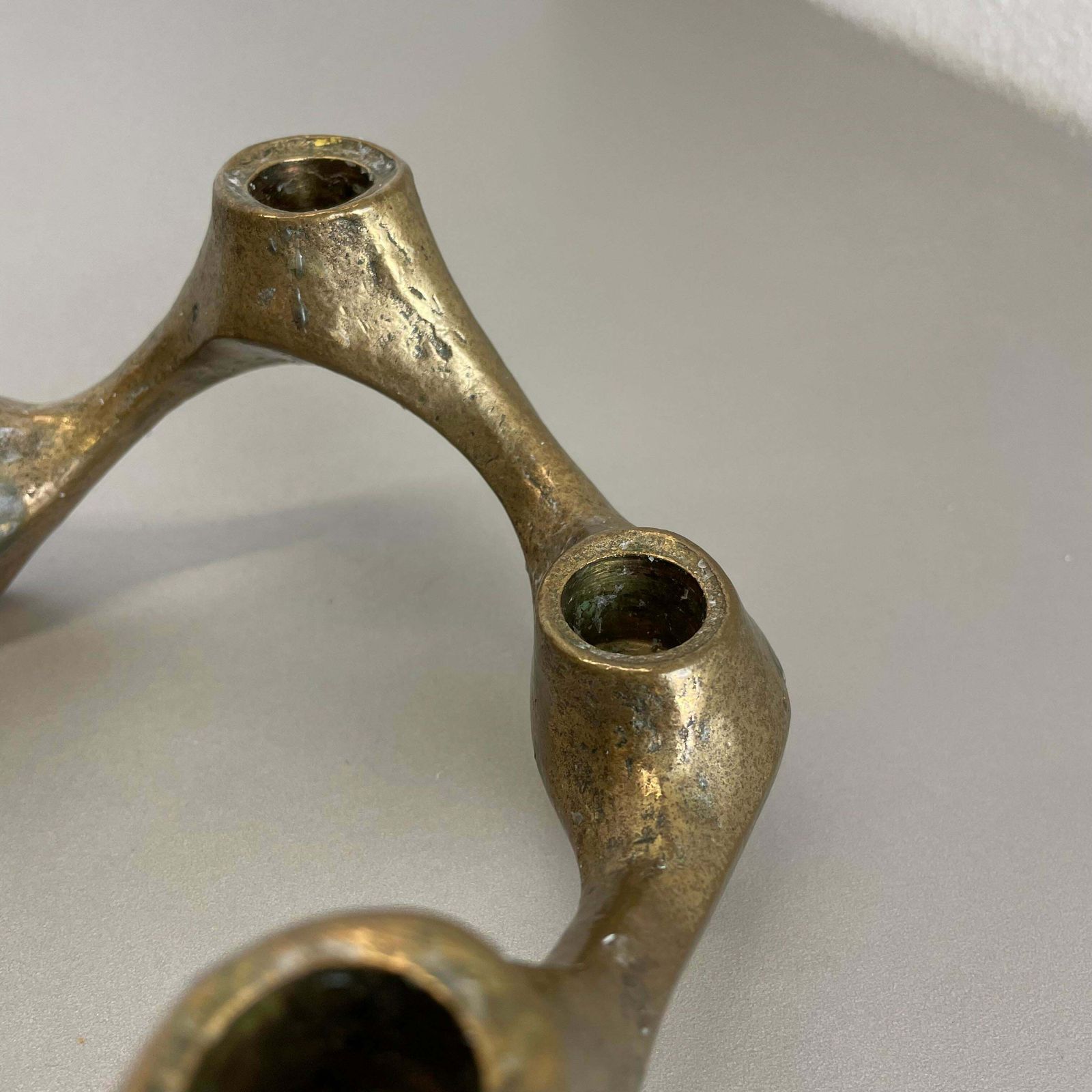 Home Decor Midcentury 1.6kg Brutalist Bronze Candleholder By Michael Harjes, Germany 1960s photo