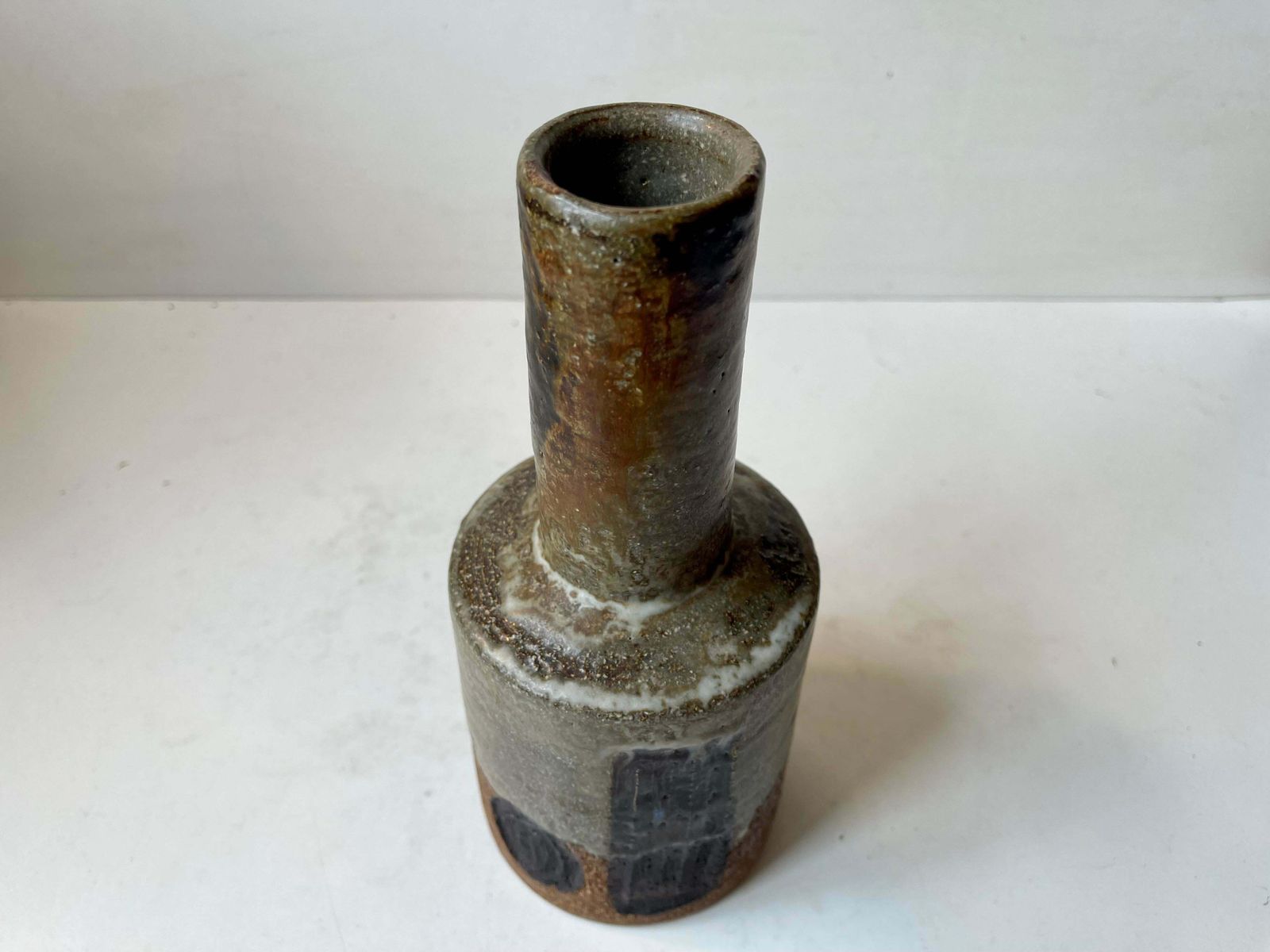 Jette Hellerøe Brutalist Vase In Glazed Stoneware For Axella, Danish 1970s photo Home Decor