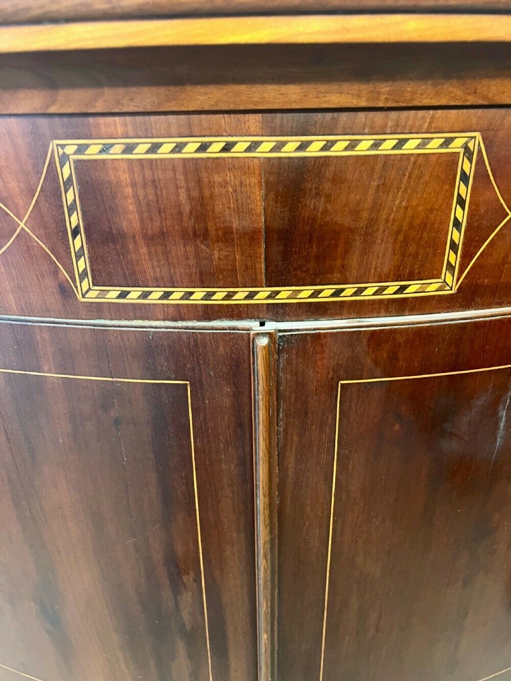 George III Mahogany And Inlaid Hanging Corner Cabinet Cupboard photo furniture