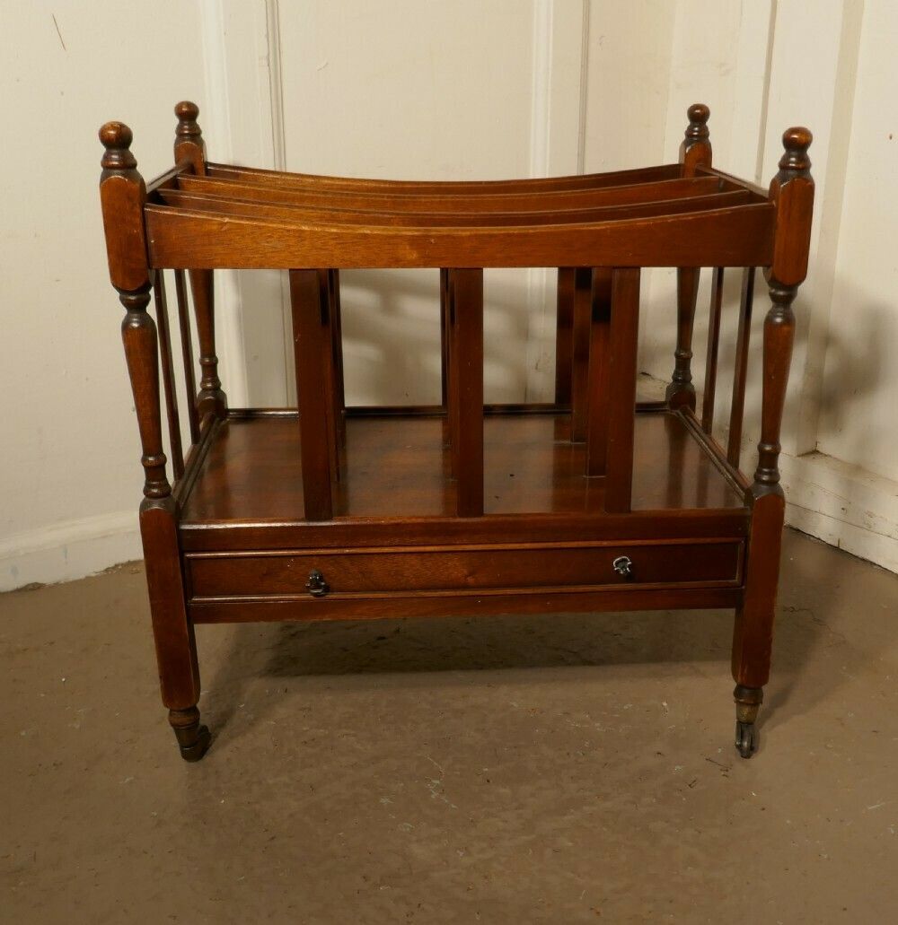English Walnut Canterbury Magazine Stand photo for sale