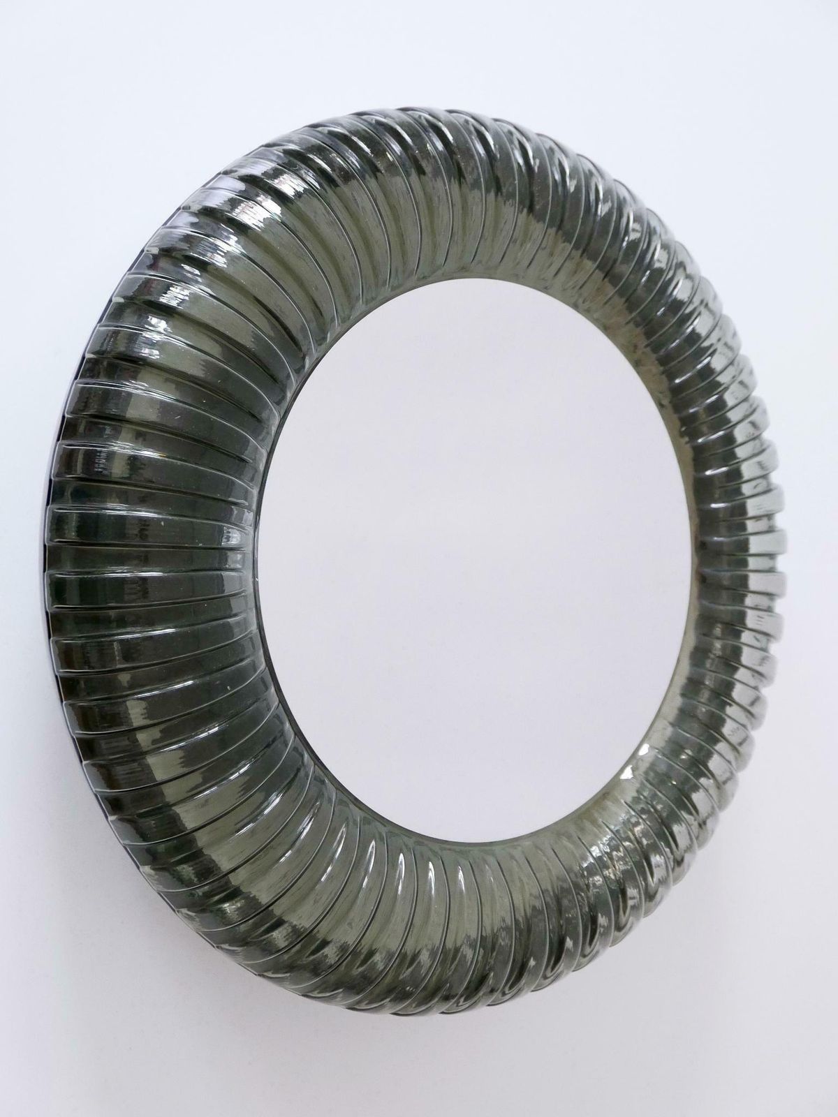 Rare & Decorative Mid Century Modern Glass Backlit Wall Mirror Germany 1960s photo vinterior