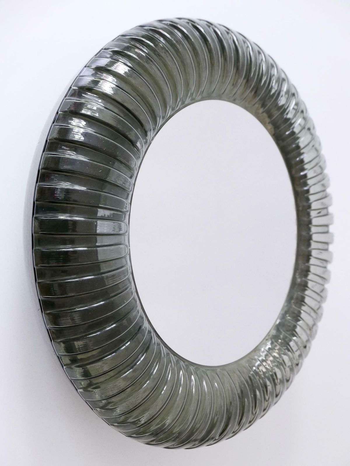 Rare & Decorative Mid Century Modern Glass Backlit Wall Mirror Germany 1960s photo vintage