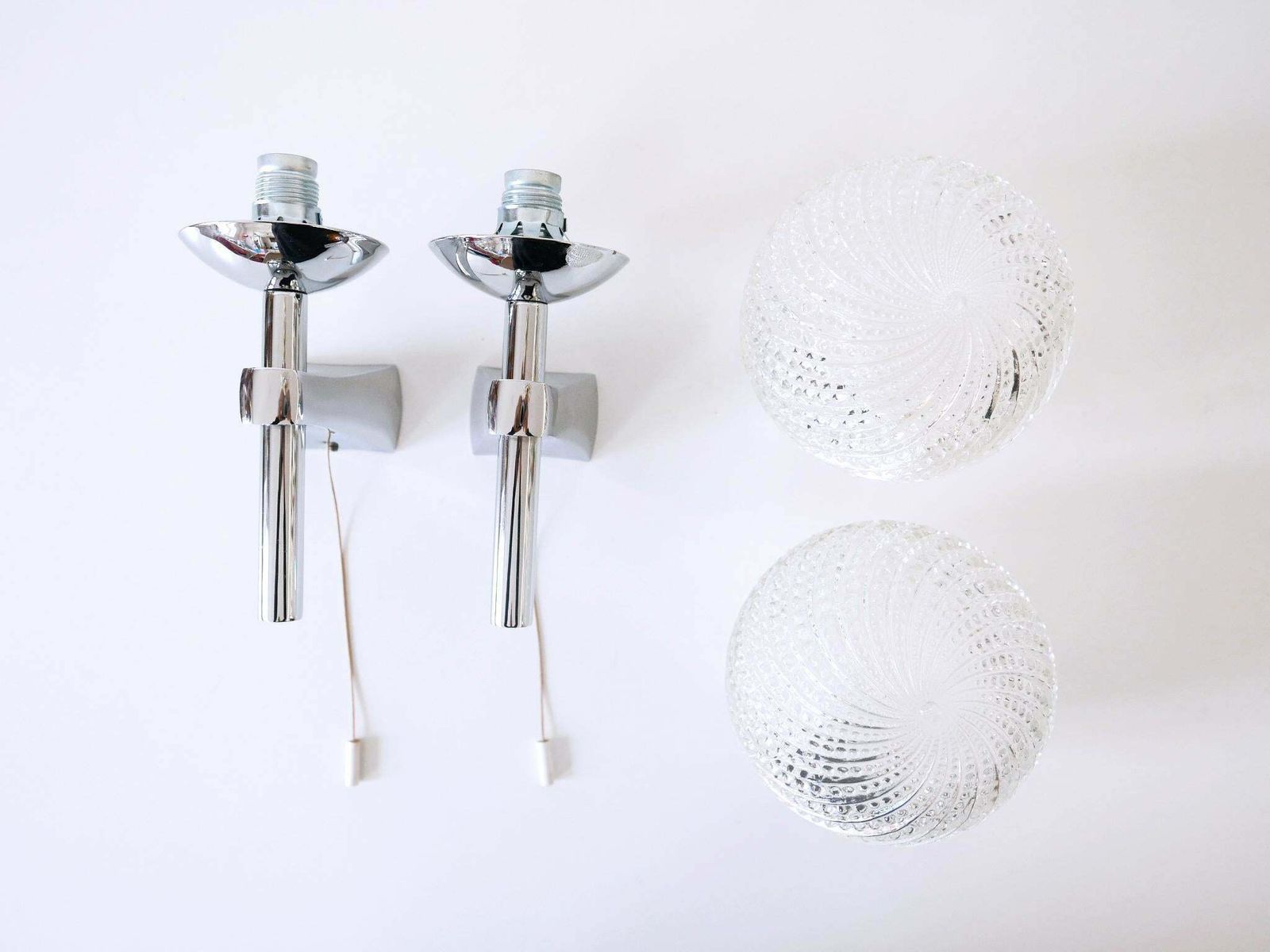 photo buy Set Of Two Lovely Mid Century Modern Textured Glass Sconces Or Wall Lamps 1970s