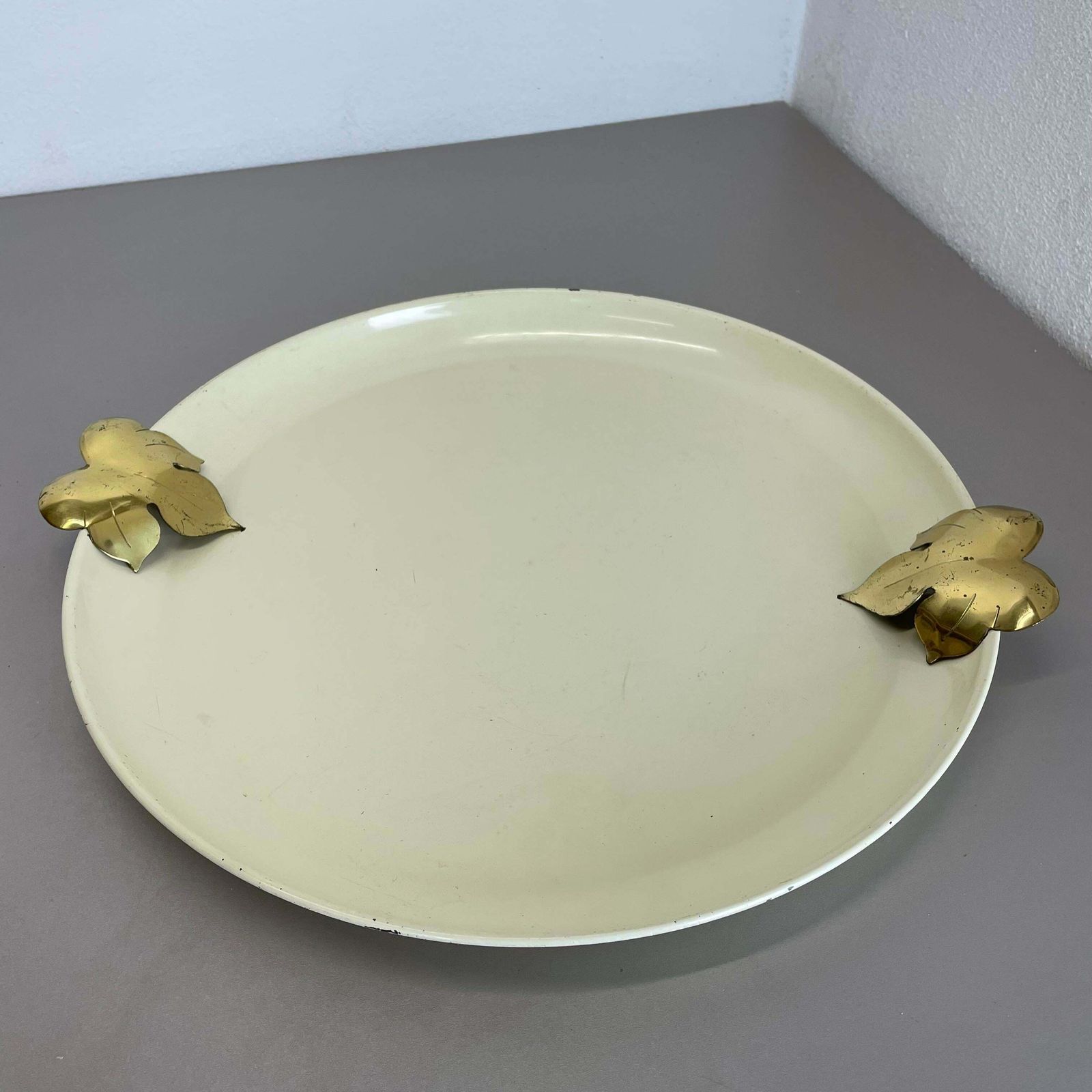 Unique Hollywood Regency Brass Metal Tray By Vereinigte Werkstätten München 1950 photo Home Decor