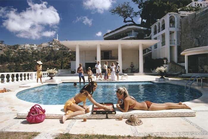 Poolside Backgammon By Slim Aarons