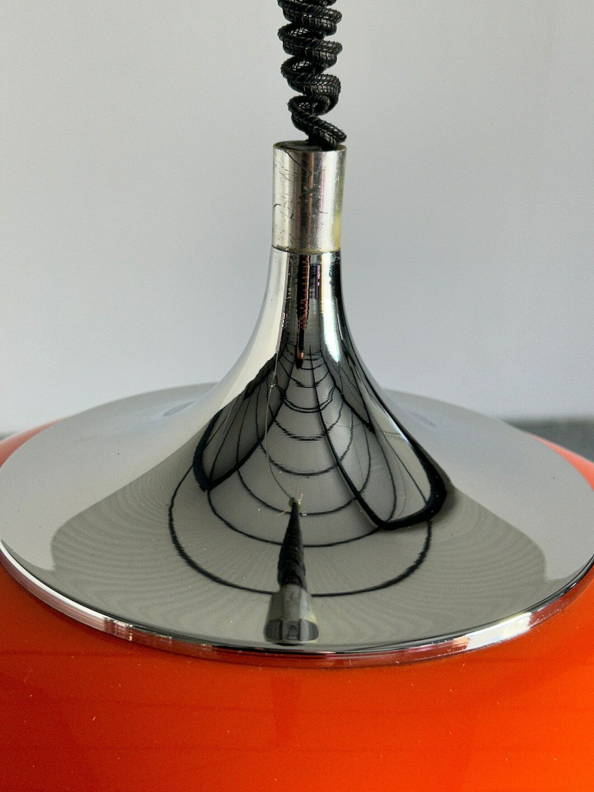 photo furniture Mid Century Modern Orange Pendant Lamp Designed By Harvey Guzzini For Meblo, 1970s Space Age, Yugoslavia / Atomic Age Ufo Hanging Light