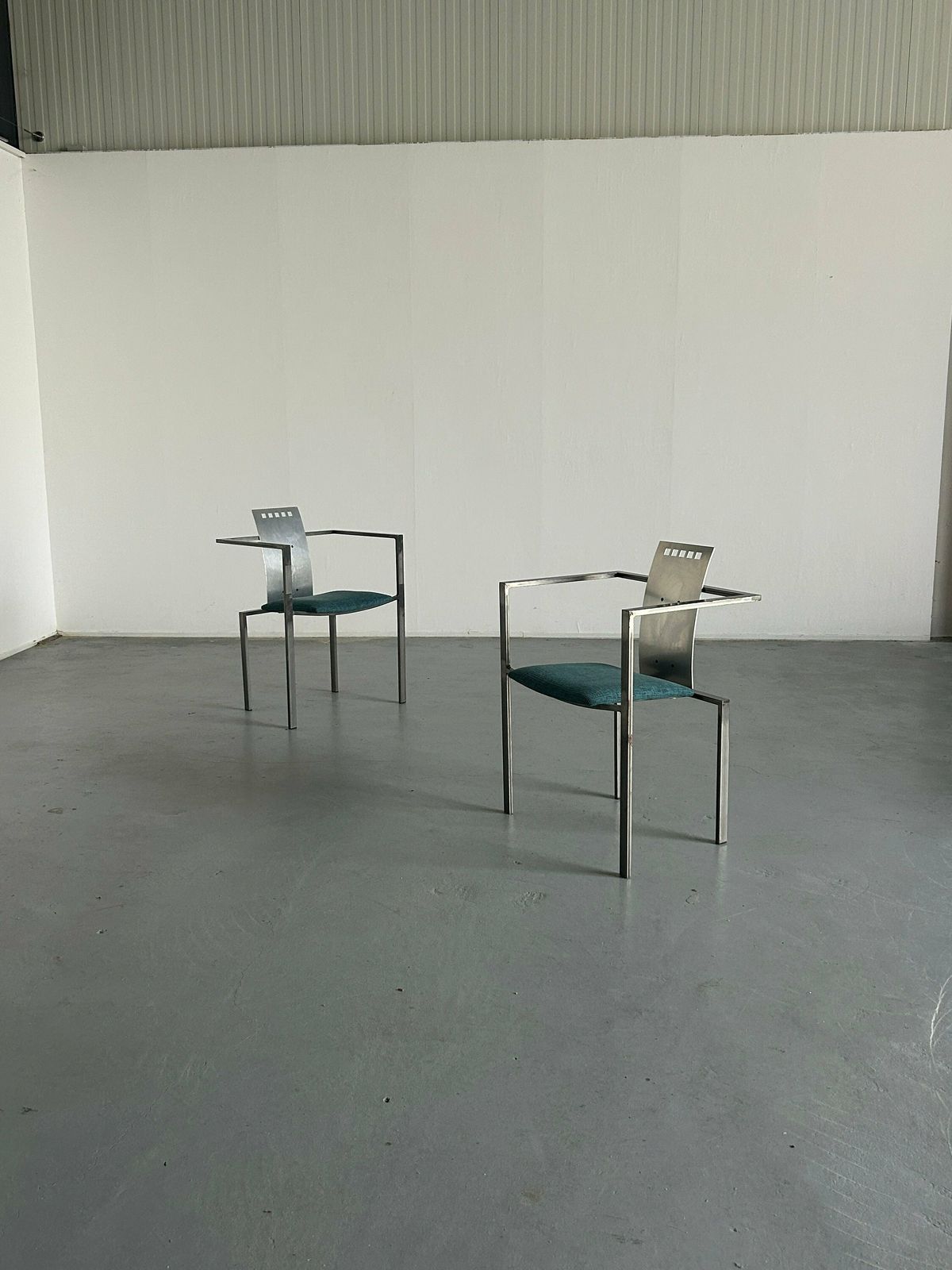 1 Of 2 Memphis Design Postmodern Geometrical Chairs By Karl Friedrich Förster For Kff, 1980s Germany, Industrial Design