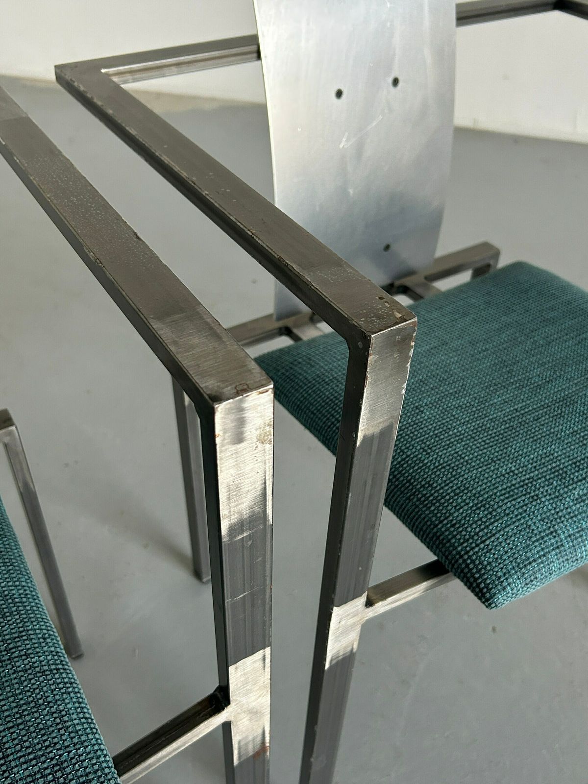 1 Of 2 Memphis Design Postmodern Geometrical Chairs By Karl Friedrich Förster For Kff, 1980s Germany, Industrial Design photo vintage