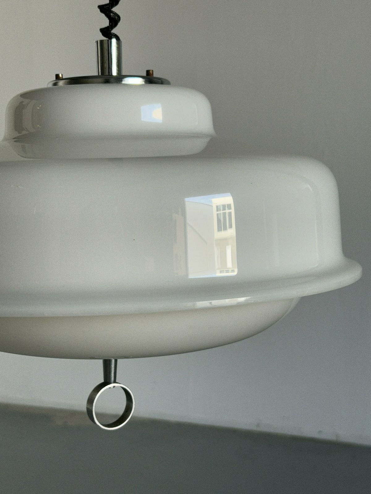 Vintage Mid Century Modern White Pendant Mushroom Lamp Designed By Harvey Guzzini For Meblo, 1970s Space Age / Atomic Age Ufo Light photo buy
