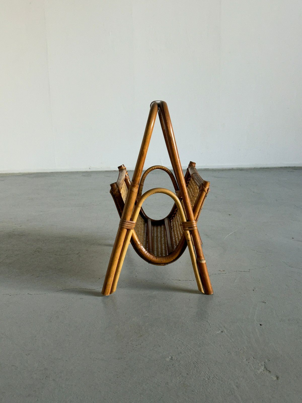 Vintage Mid Century Modern Magazine Rack In Bamboo And Cane, 1960s Italy Mid Century Home Decor photo Home Decor