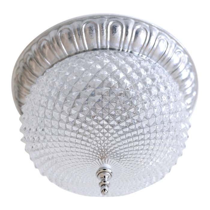 Mid Century Modern Textured Glass Ceiling Lamp By Sölken Leuchten Germany 1970s