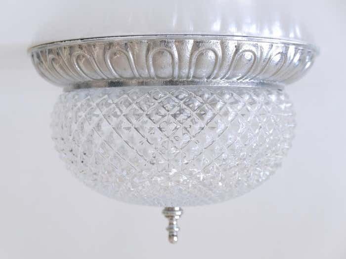 Mid Century Modern Textured Glass Ceiling Lamp By Sölken Leuchten Germany 1970s photo vintage