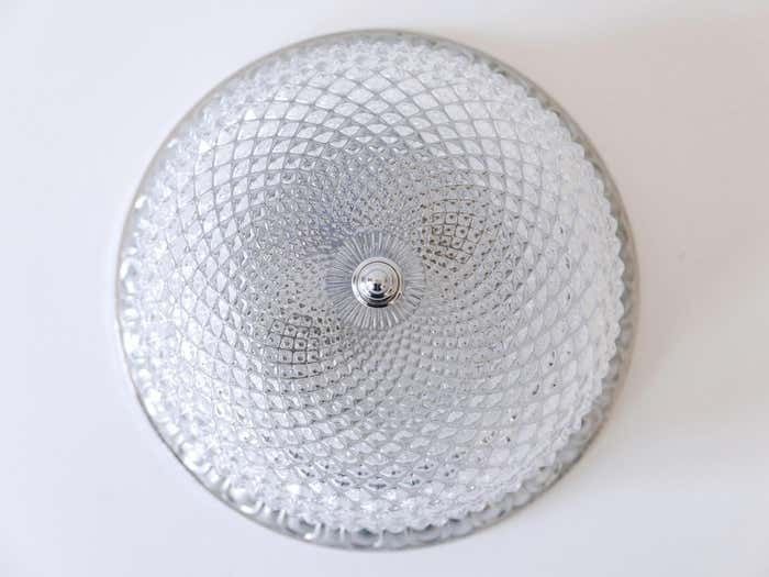 photo for sale Mid Century Modern Textured Glass Ceiling Lamp By Sölken Leuchten Germany 1970s