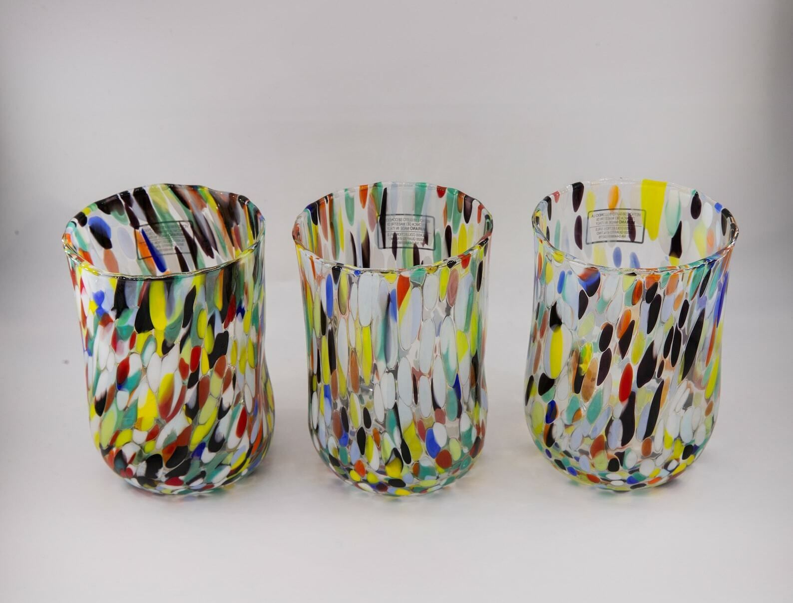 Honolulu, Set Of 6 Murano Glasses Color "Harlequin", Handmade, Murano Glass Made In Italy photo for sale