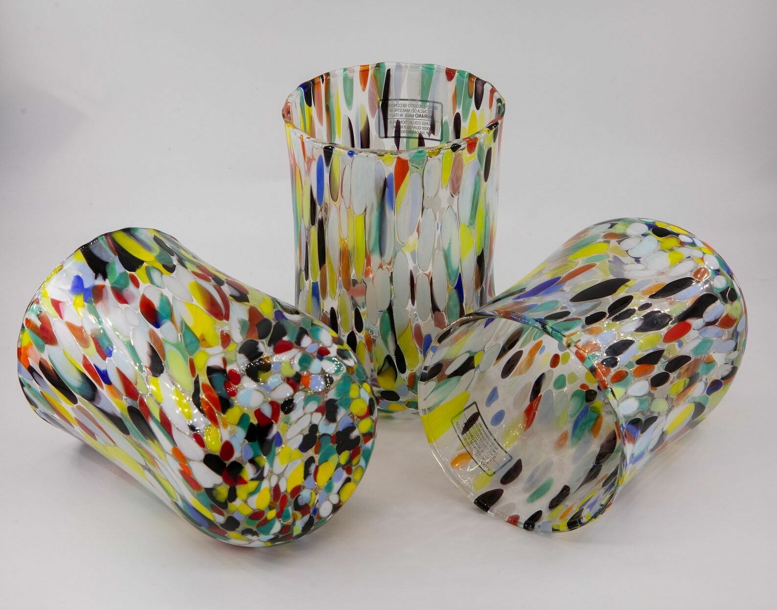 Honolulu, Set Of 6 Murano Glasses Color "Harlequin", Handmade, Murano Glass Made In Italy photo vinterior