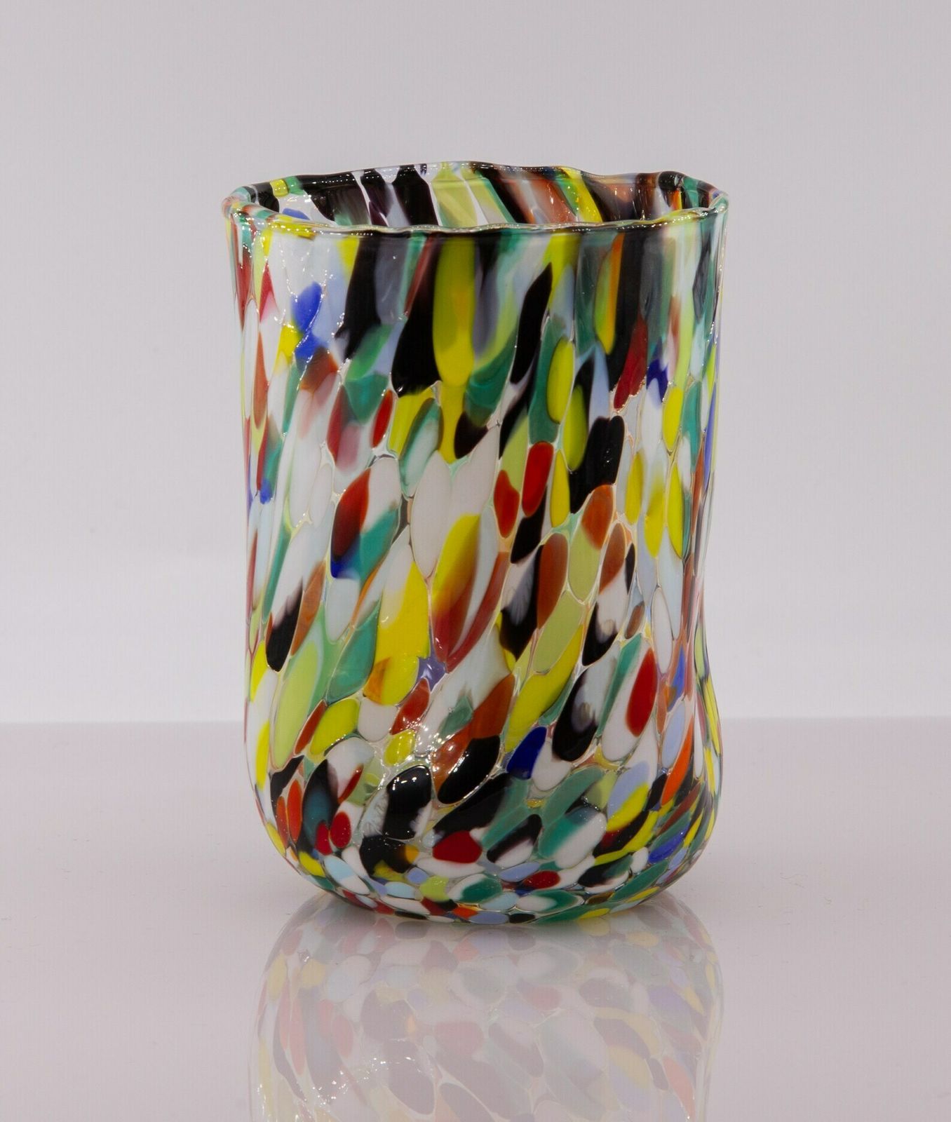 Honolulu, Set Of 6 Murano Glasses Color "Harlequin", Handmade, Murano Glass Made In Italy photo vintage