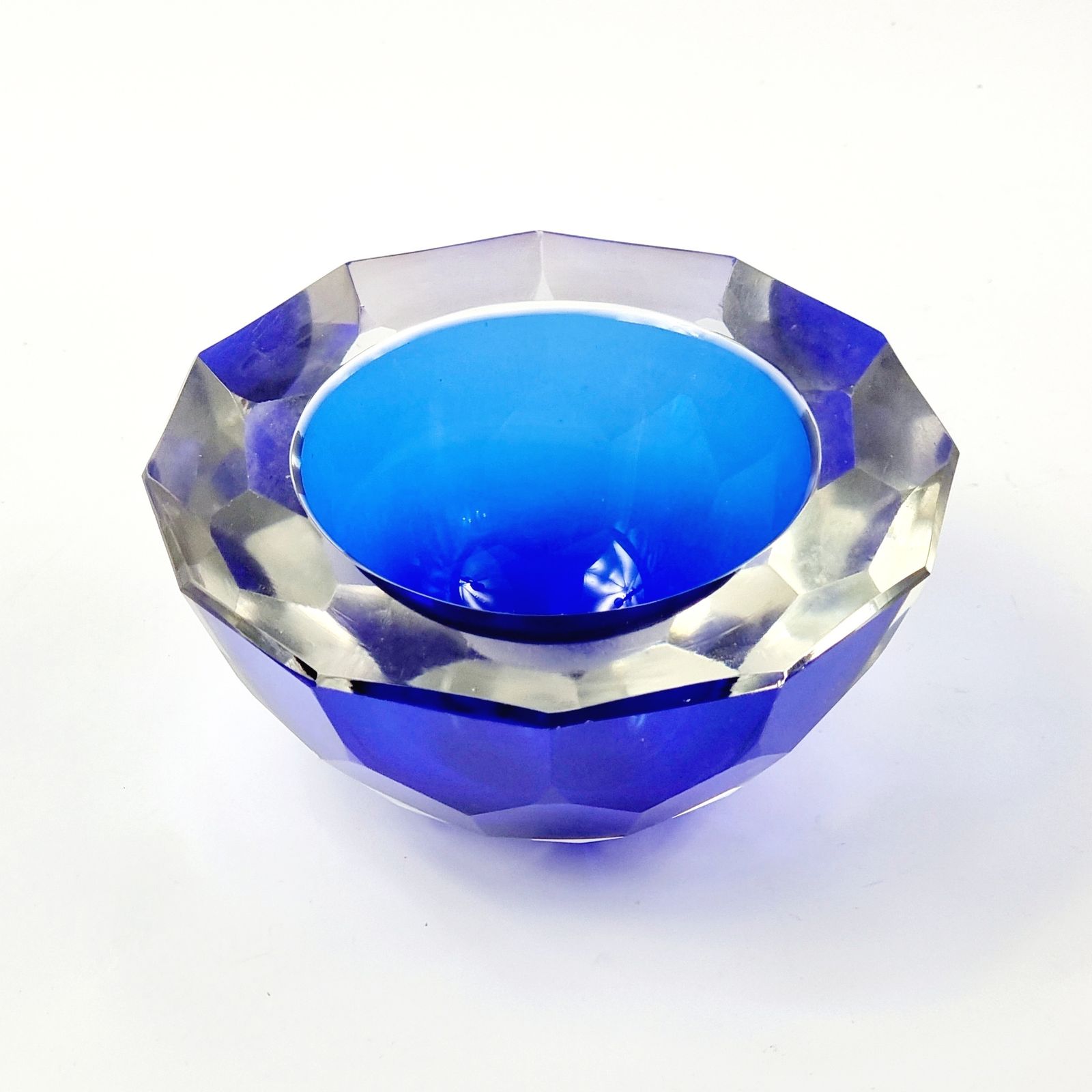 Grote Sommerso Diamantgeslepen 'Geode' Murano Glazen Schaal Van Mandruzzato, Italië, Jaren 1970 photo buy