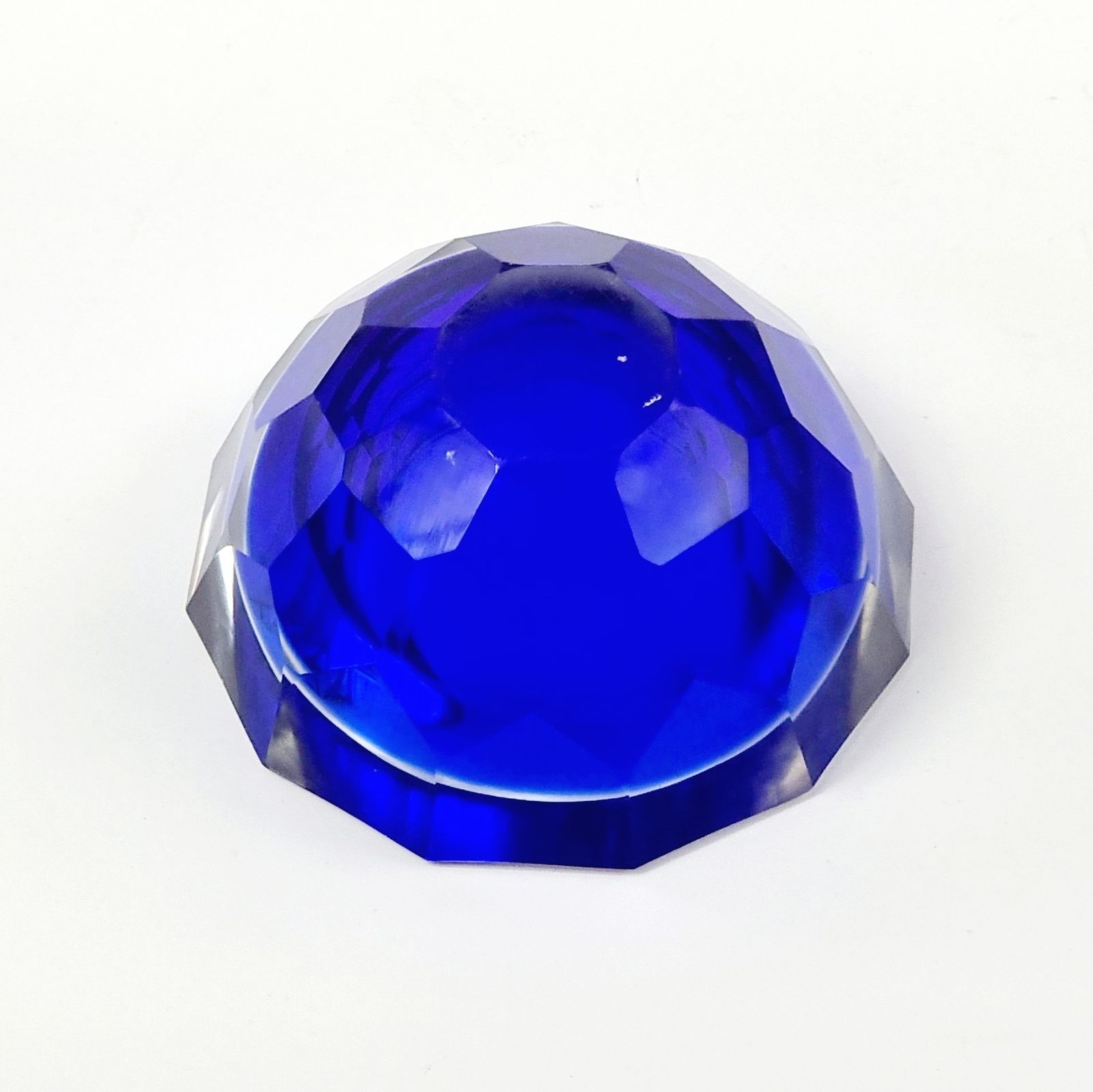 photo for sale Large Sommerso Diamond Faceted 'Geode' Murano Glass Bowl By Mandruzzato, Italy, 1970s