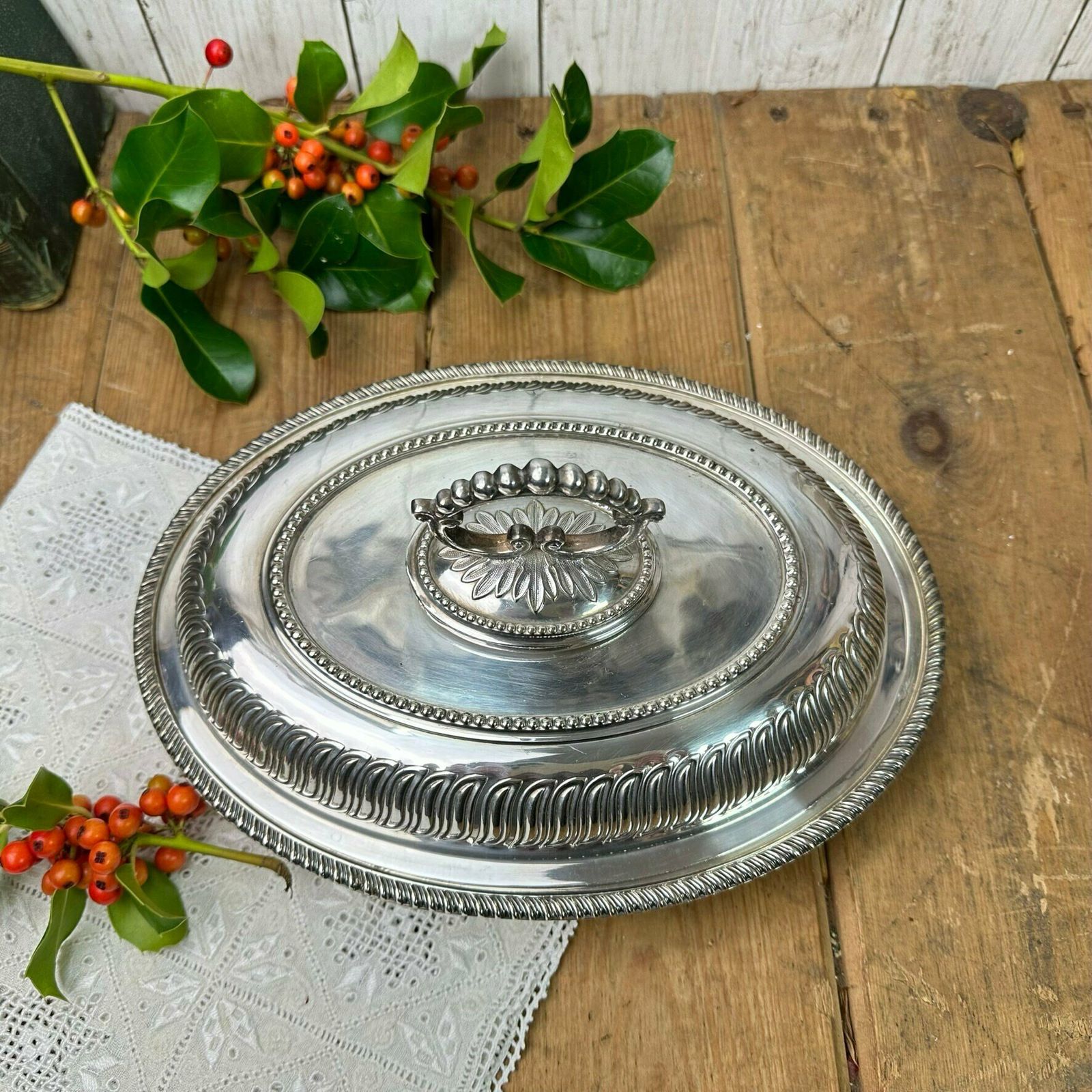 Stunning Sliver Plated Edwardian Oval Entrée Dish photo for sale