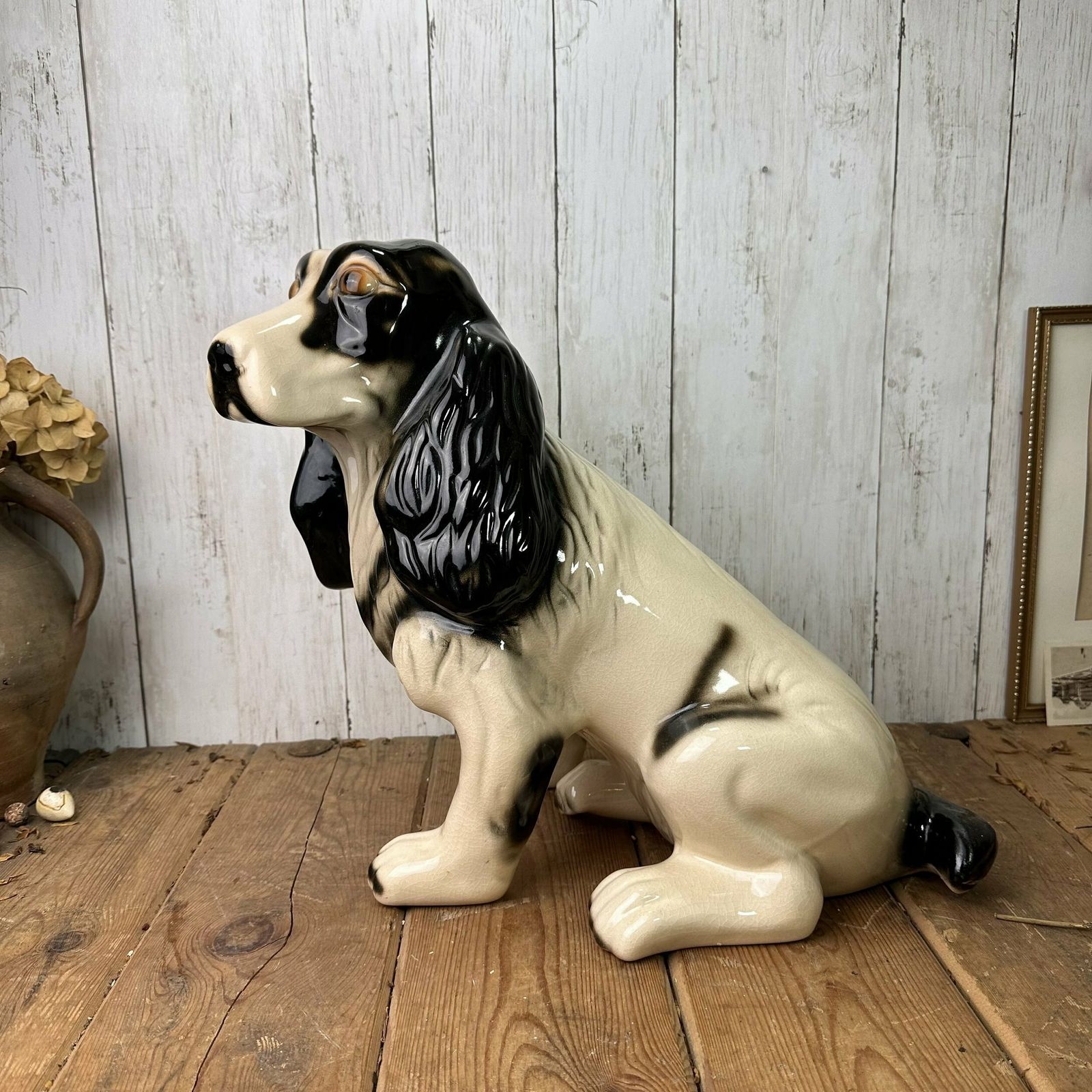 Vintage Huge Italian Porcelain Cocker Spaniel Statue photo Art