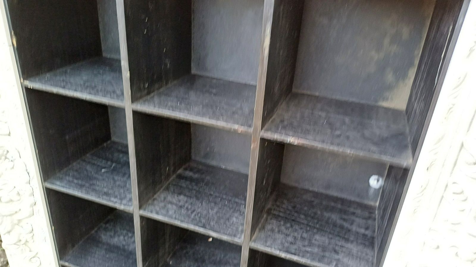 Vintage Style Wooden Black And White Cubby Hole Shelves Within Orante White Frame. photo vinterior