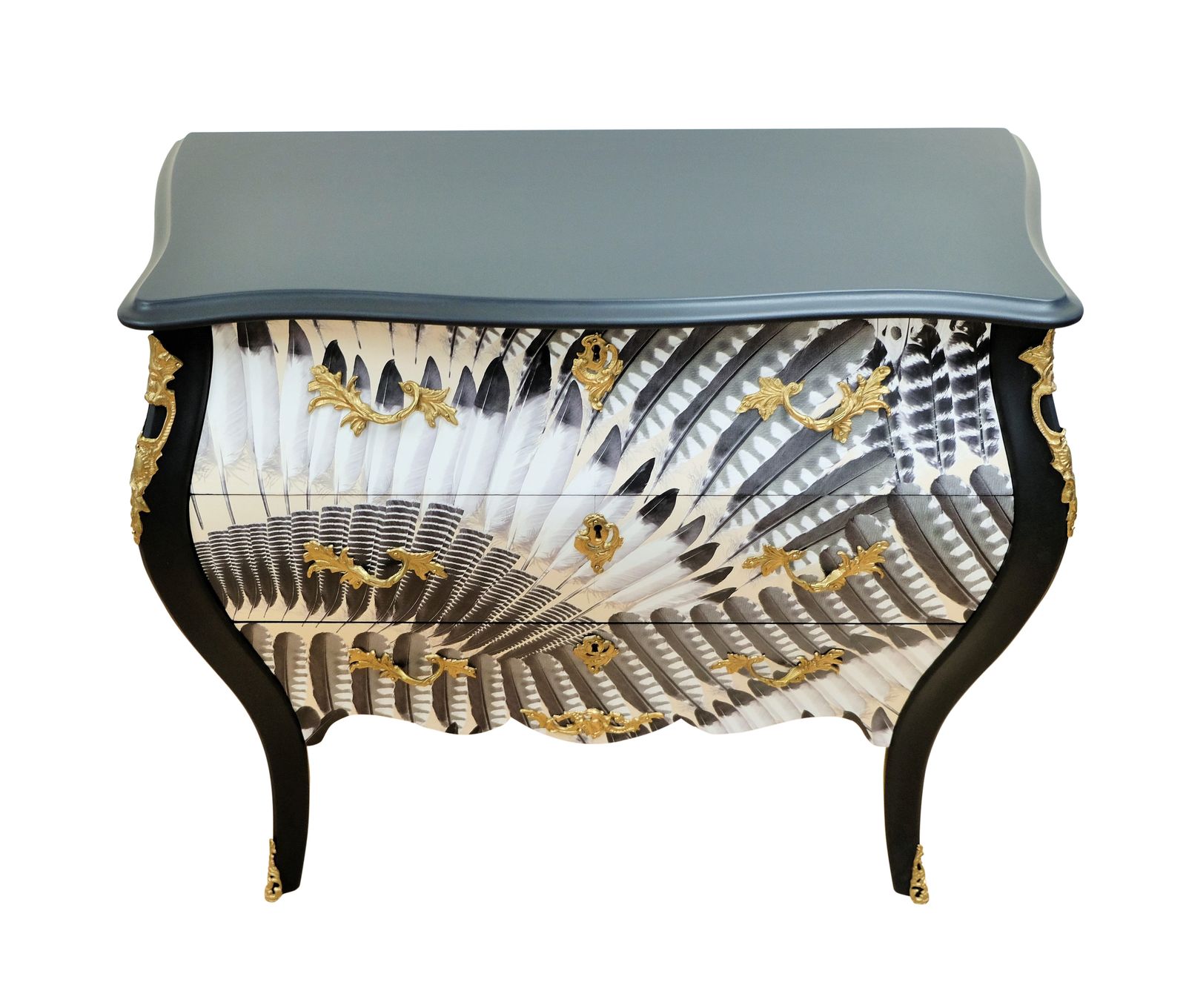 Rococo Chest With Feather Design And Marble Top photo buy
