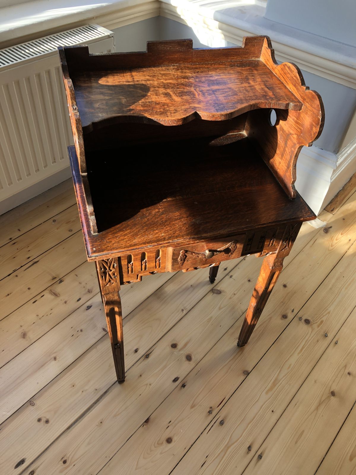 19th Century Bedside Pine Table, Louis XV Provençal Style photo vintage