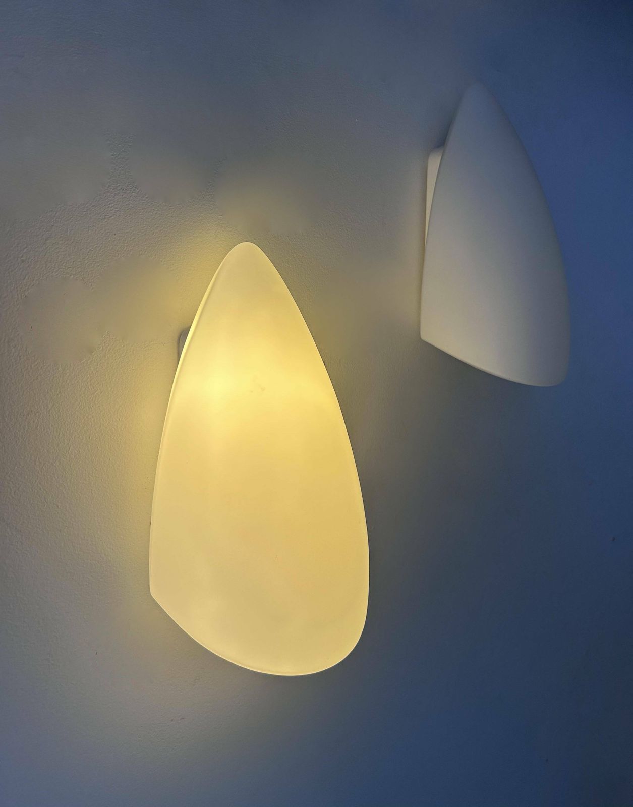 Pair Of Vintage White Opaline Wall Lights, France 1970s photo Lighting