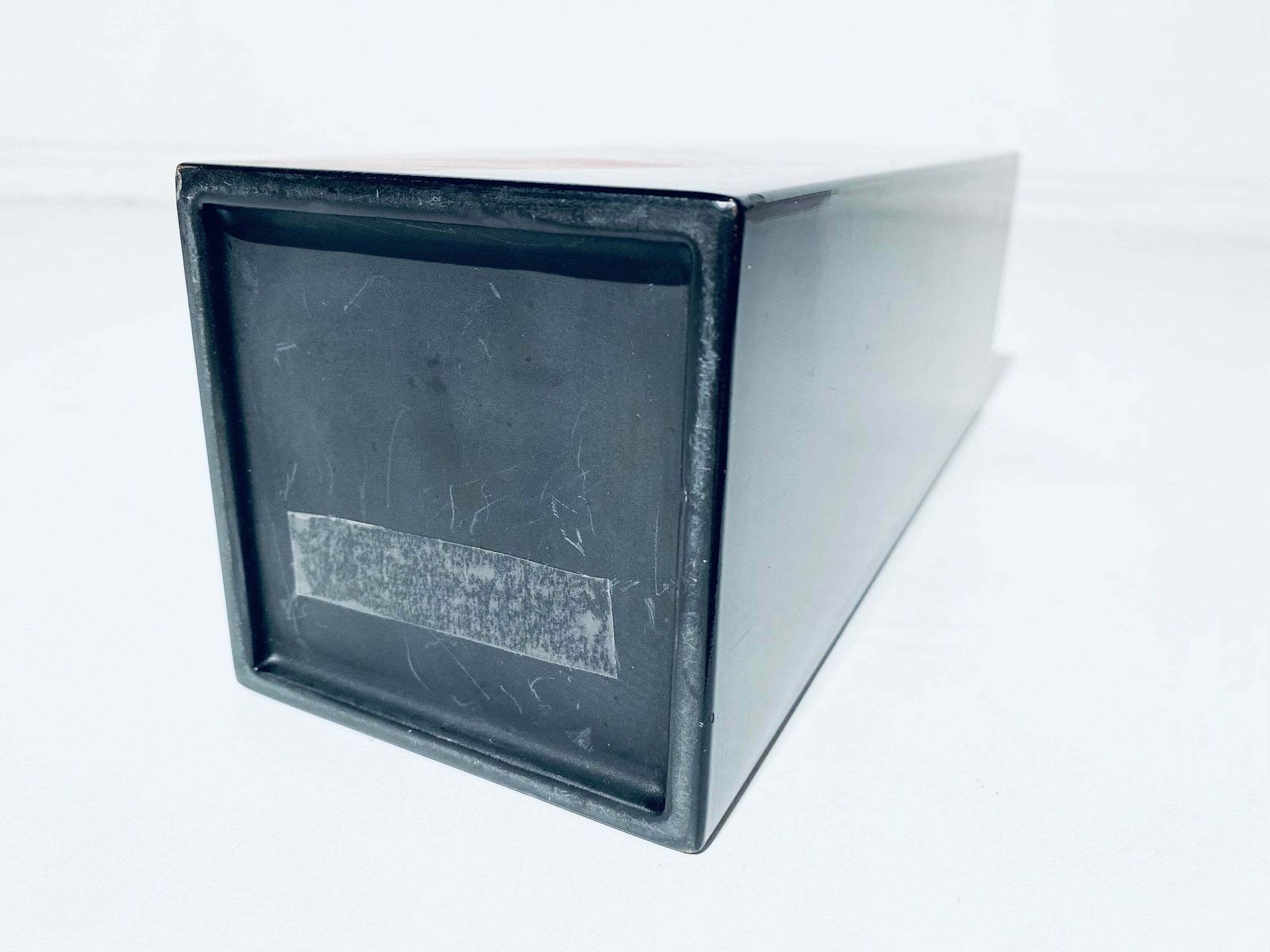 photo for sale Large Japanese Art Deco Black Lacquer Rectangular Vase With Floral Motif / Traditional Art 1940s