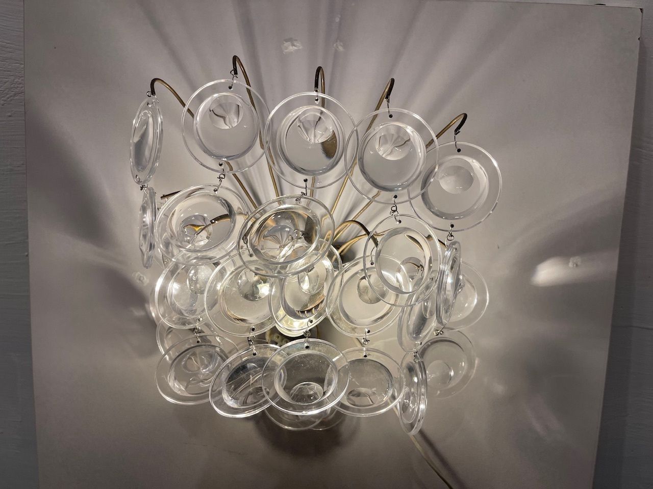 Italian Vintage Glass Disc Sconces Set Of 2 photo for sale