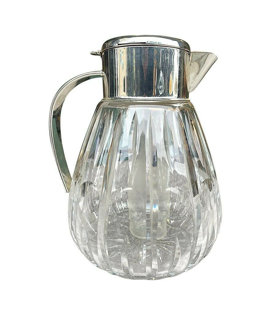 A 1960s German Crystal And Silver Plated Lemonade Jug With Central Ice Tube photo 675.0