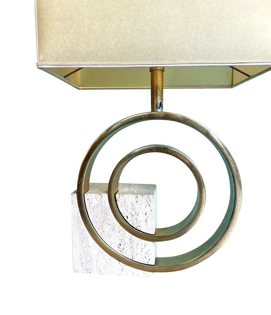 An Italian 1970s Sculptural Travertine And Brass Lamp By Giovanni Banci photo 2150.0