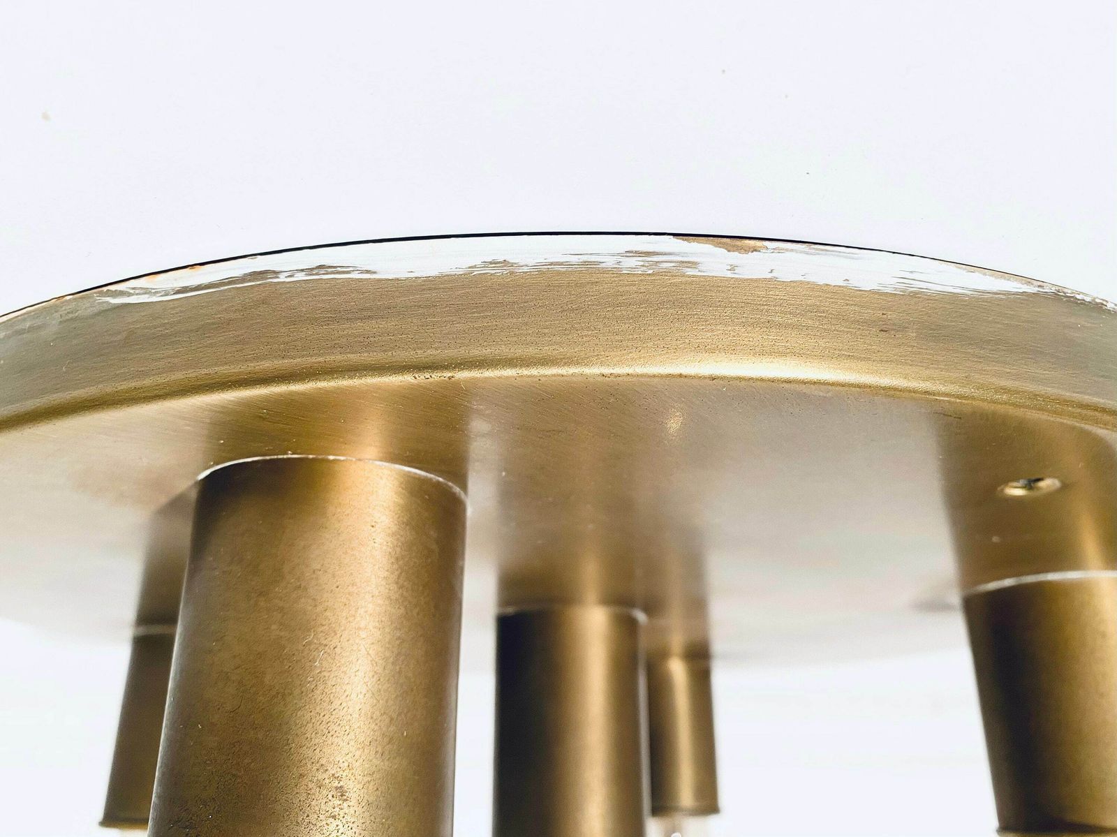 Mid Century Gold Round Ceiling Or Wall Lamp / Vintage 1960s 1970s Lighting photo buy