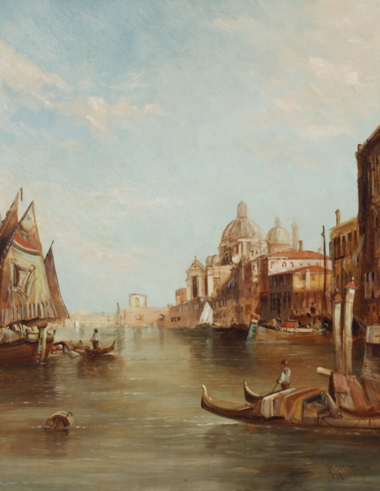 Antique Painting Santa Maria Della Salute Venice Alfred Pollentine 19th Century photo furniture