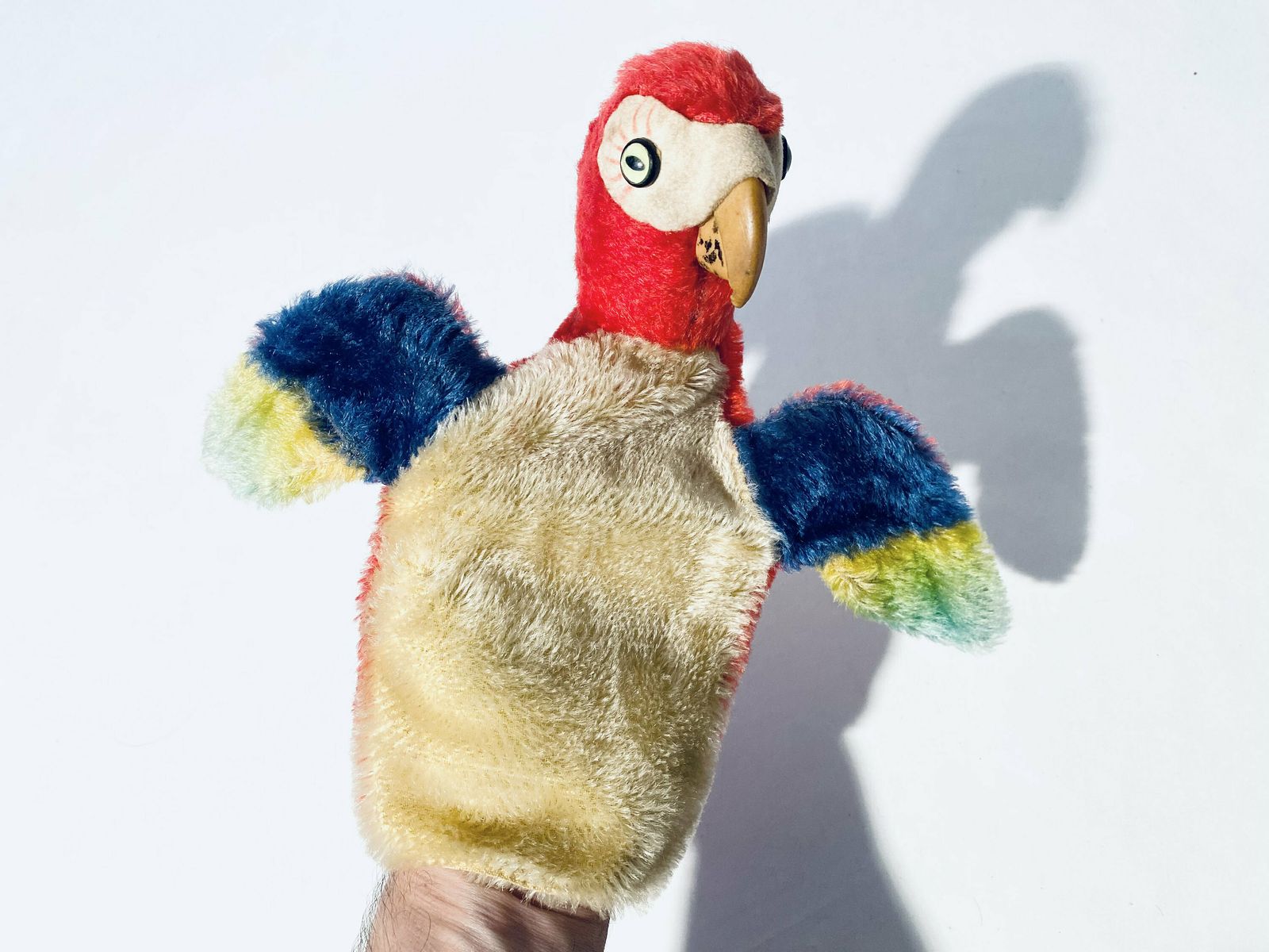 Vintage Steiff Stuffed Hand Puppet Parrot Toy 1950s Germany photo vinterior