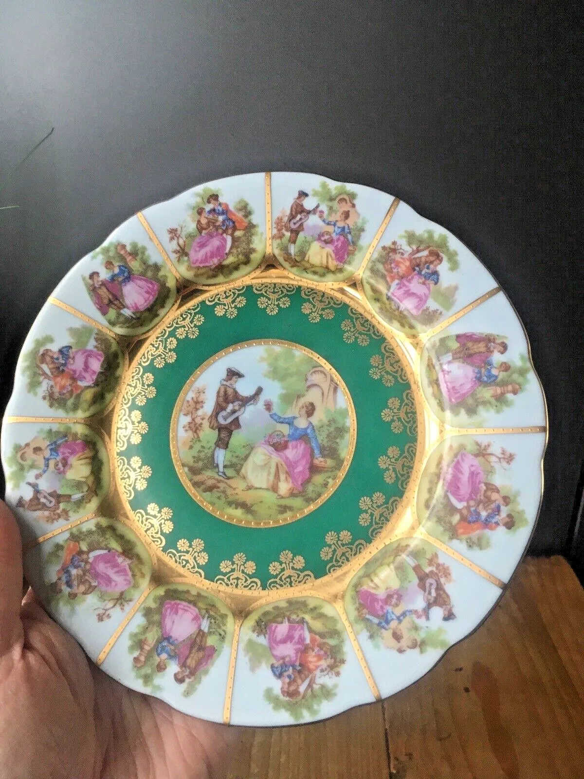 Vintage Old Vienna Gilded Green Cabinet Plate Fragonard Alt Wien Jkw Karlsbad photo Home Decor