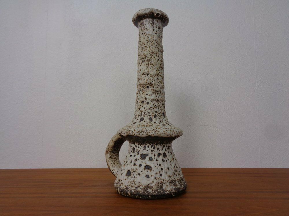 Dutch Studio Ceramic Lava Vase With Handle By Marius & Hugo Van Woerden For Vest, 1970s photo vintage