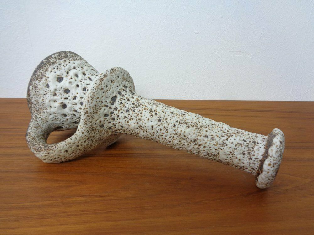 photo for sale Dutch Studio Ceramic Lava Vase With Handle By Marius & Hugo Van Woerden For Vest, 1970s